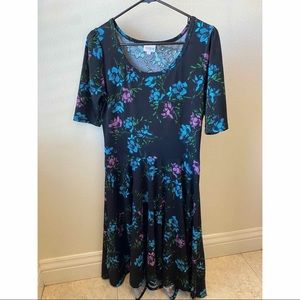 Lularoe Nicole Black Floral Dress